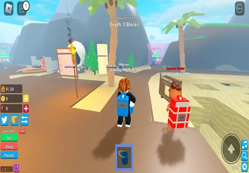 A player in the Roblox game Build a Boat for Treasure collecting water in a bucket. | top adventure games on roblox 