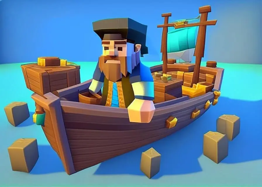A treasure-filled boat in the Build a Boat for Treasure Roblox game. | best roblox adventure rpg games 